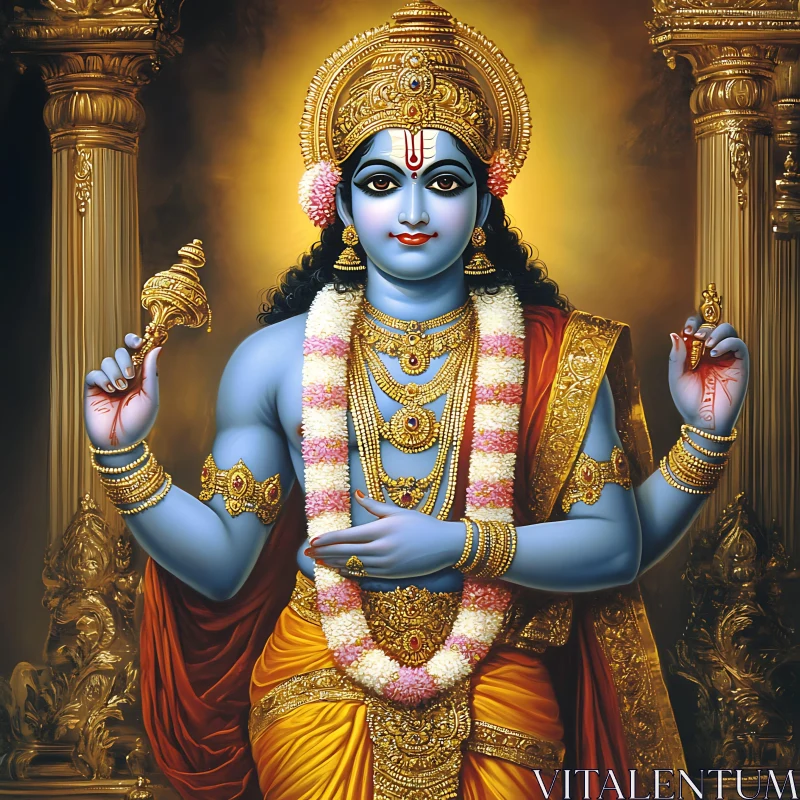 AI ART Serene Blue Hindu God