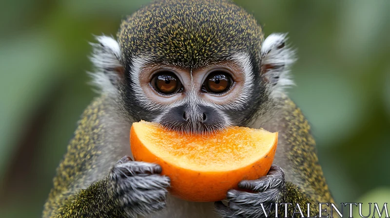 AI ART Monkey Enjoying a Fresh Orange Slice