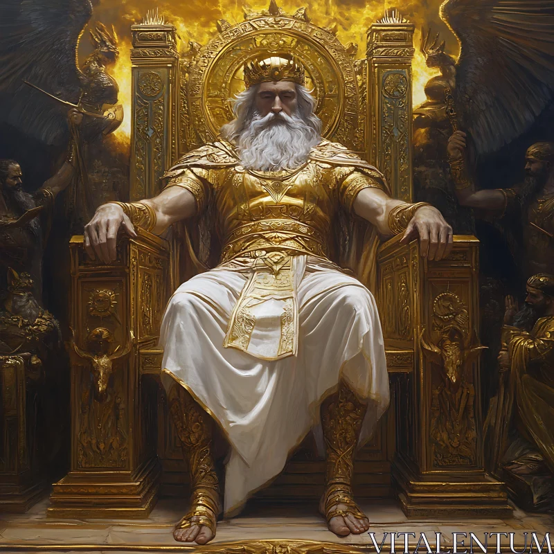 Majestic Deity in Golden Armor AI Image