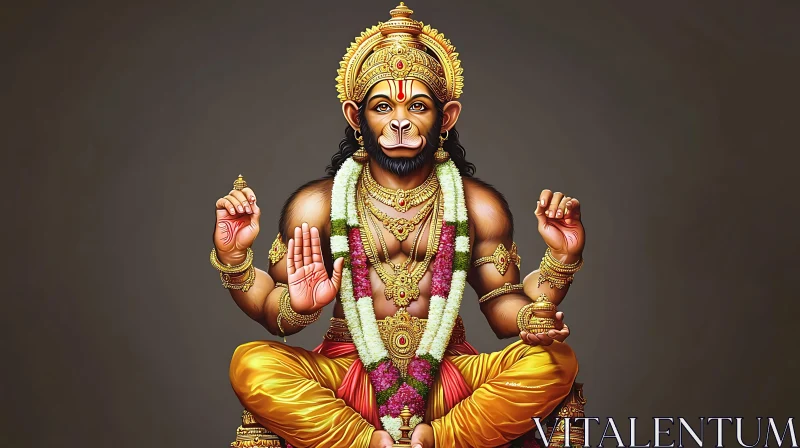 Divine Hanuman: Hindu Mythological Art AI Image