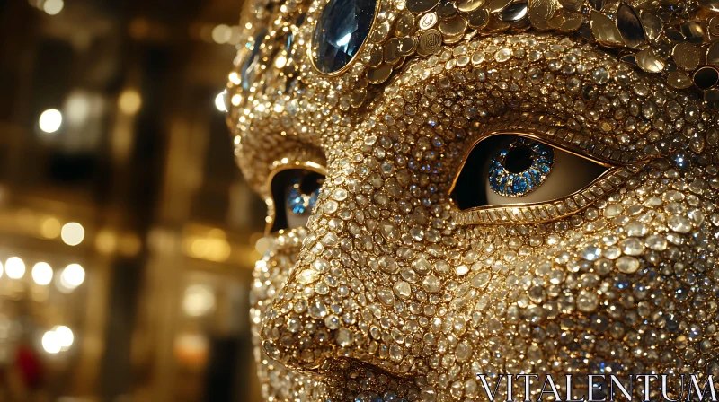 AI ART Opulent Golden Mask Adorned with Diamonds