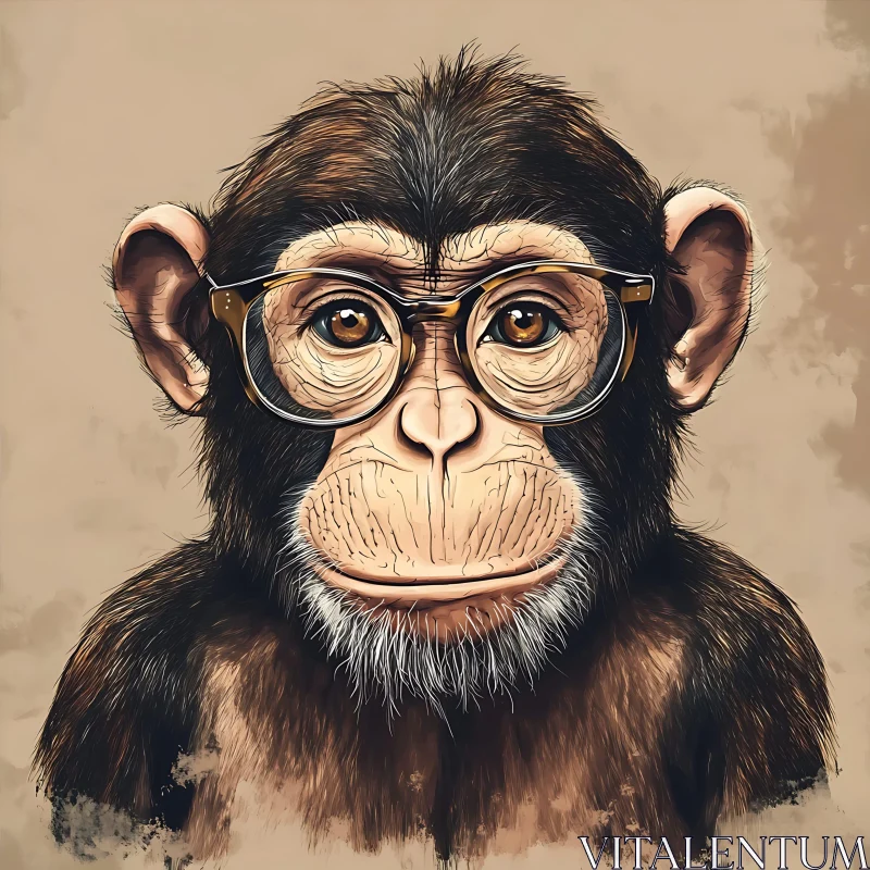 AI ART Portrait of a Monkey with Glasses