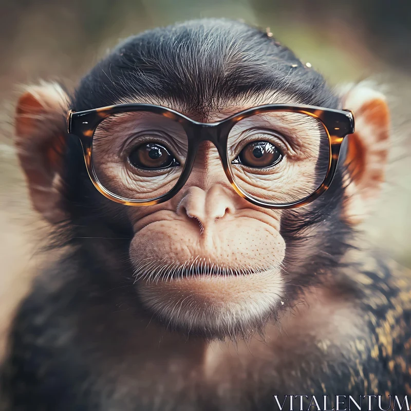 Quirky Monkey with Glasses AI Image