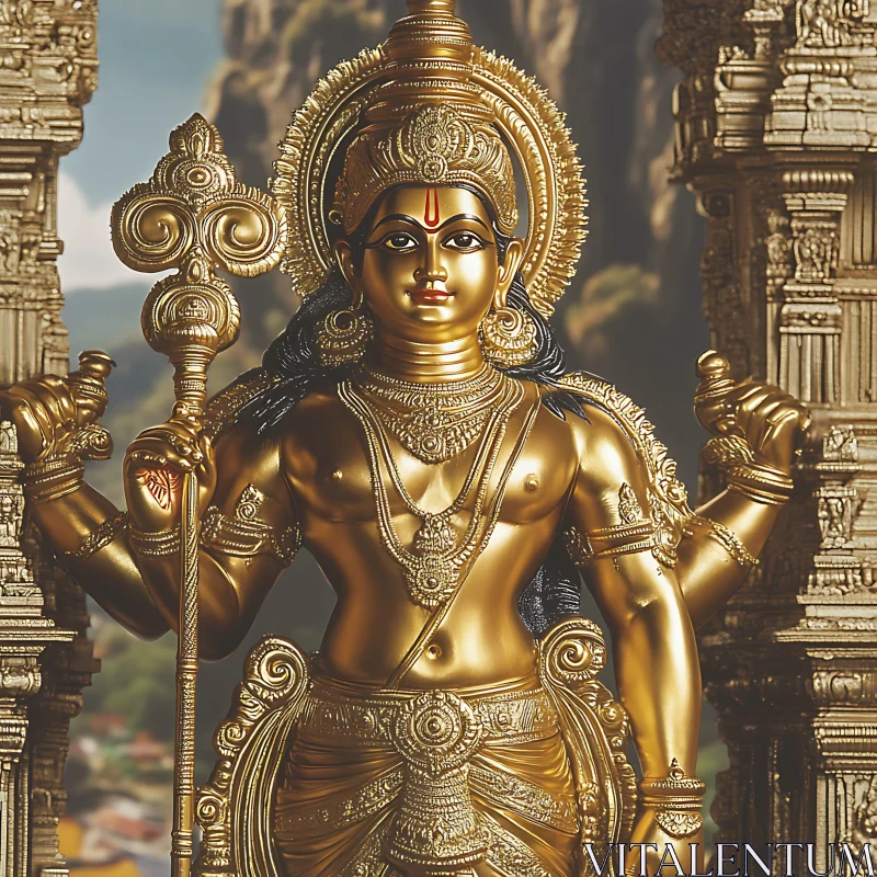 AI ART Divine Golden Sculpture in Temple Setting