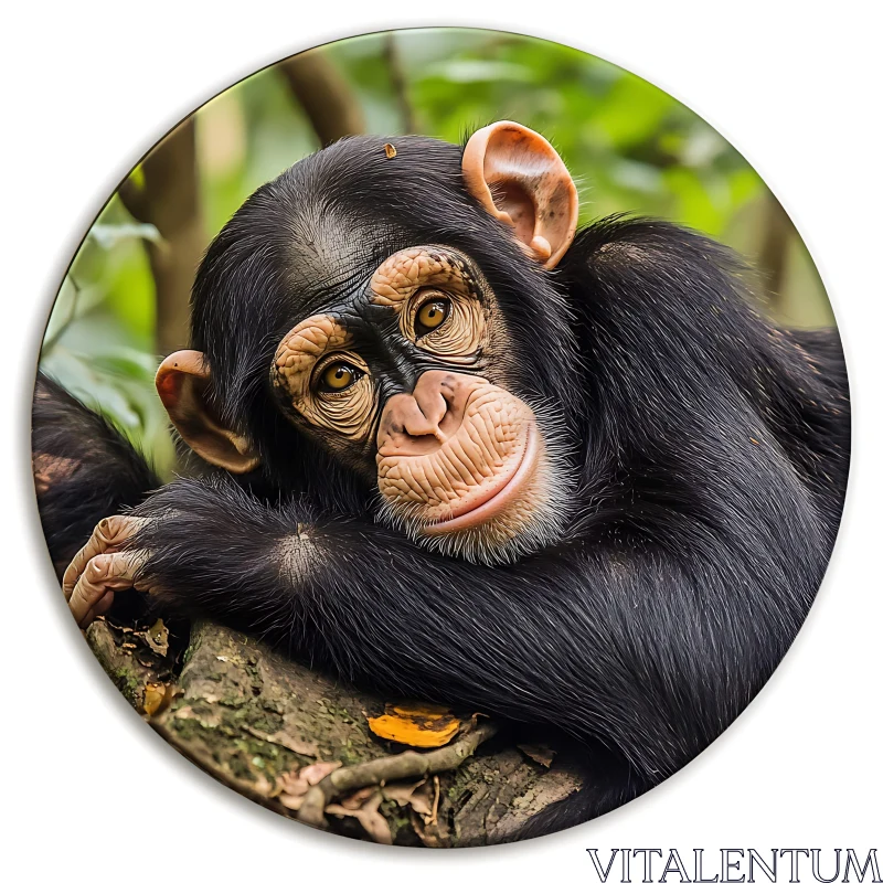 AI ART Young Chimpanzee in Natural Habitat