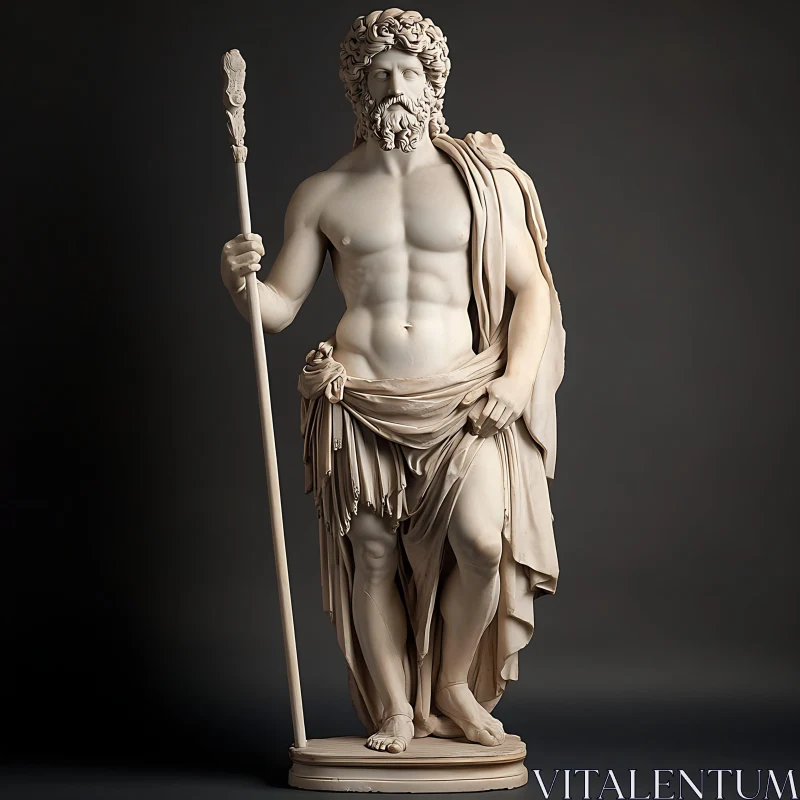 AI ART Ancient Roman Sculpture Holding Staff