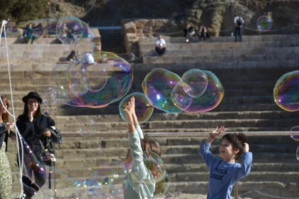 Joyful Kids in Bubble Play