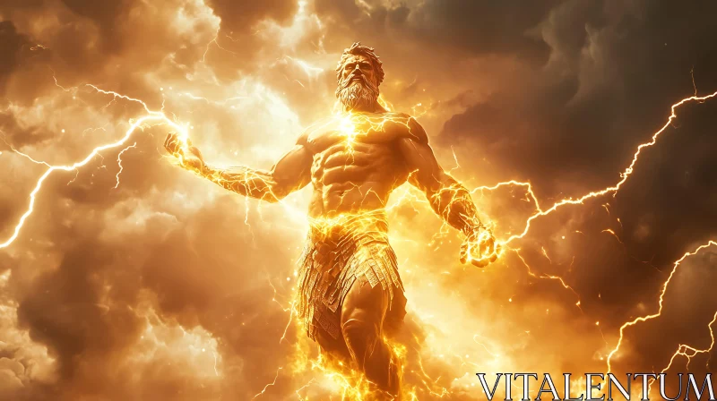 Mythological God with Lightning Power AI Image