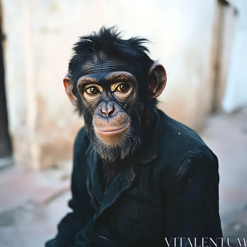 Chimpanzee Close-Up with Expressive Eyes AI Image