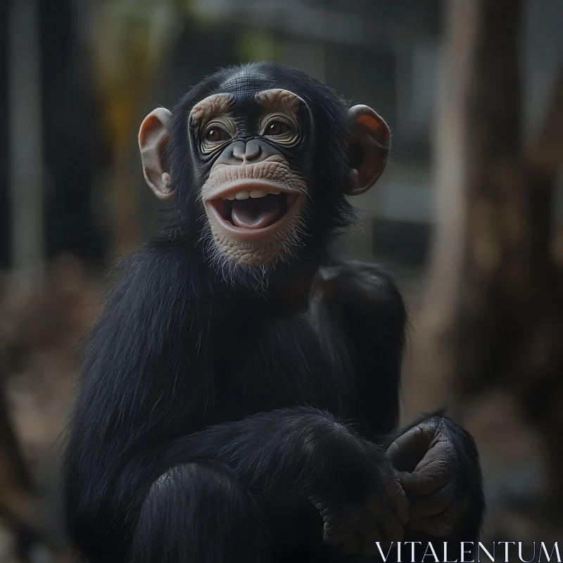 AI ART Expressive Chimpanzee with Open Mouth