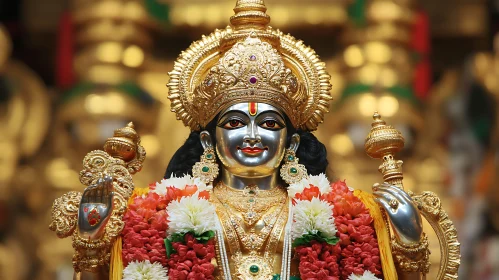 Divine Deity Idol with Golden Ornaments