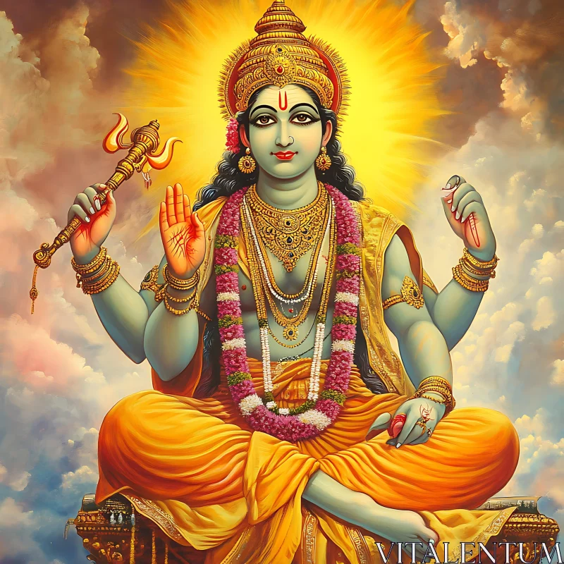 Divine Hindu God Illustration AI Image