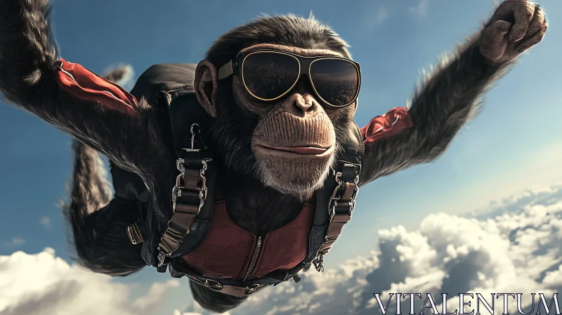 Skydiving Chimpanzee AI Image