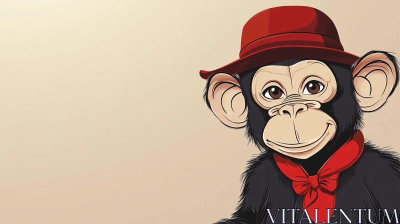 AI ART Friendly Animated Monkey with Red Accessories