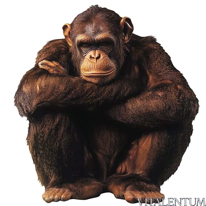 Thoughtful Chimpanzee Pose AI Image