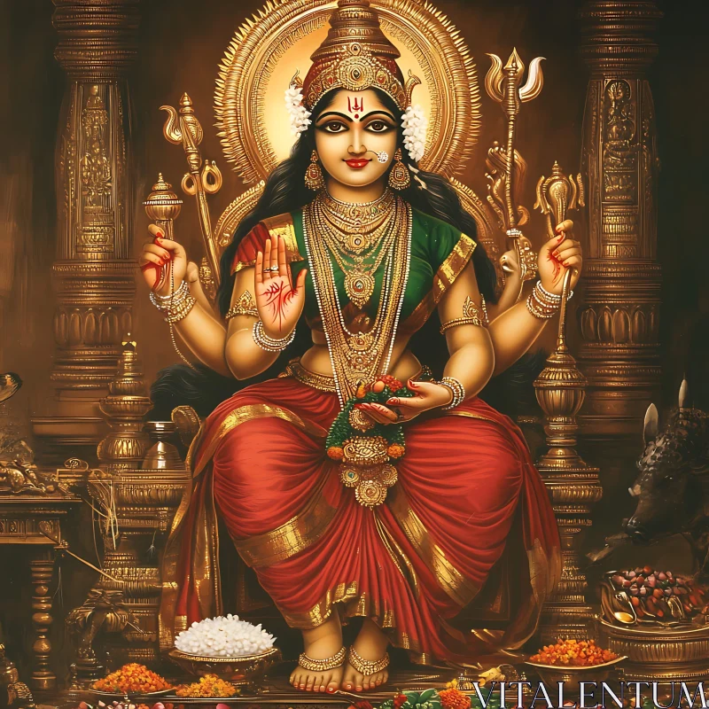 Hindu Deity in Opulent Surroundings AI Image