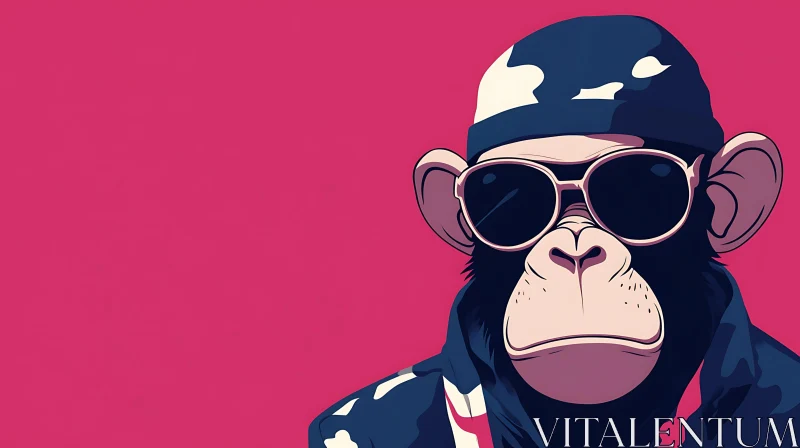 Stylish Monkey with Sunglasses and Bandana AI Image