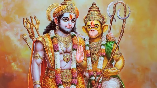 Divine Depictions of Rama and Hanuman