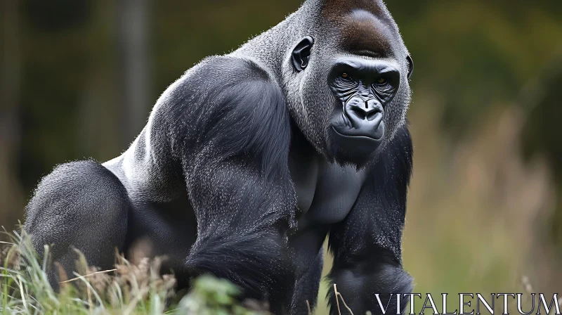 Powerful Gorilla in the Wild AI Image