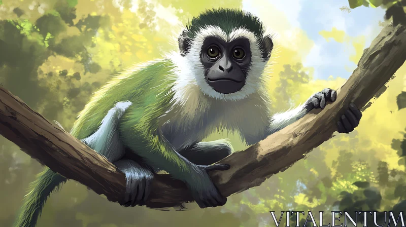 AI ART Forest Monkey in Natural Habitat