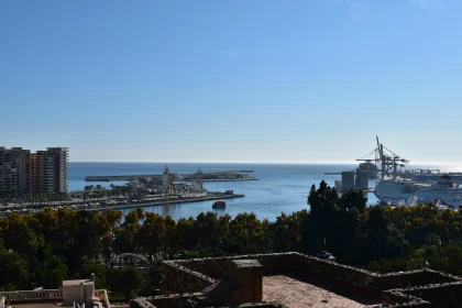 Malaga Cityscape Featuring Harbor and Sea