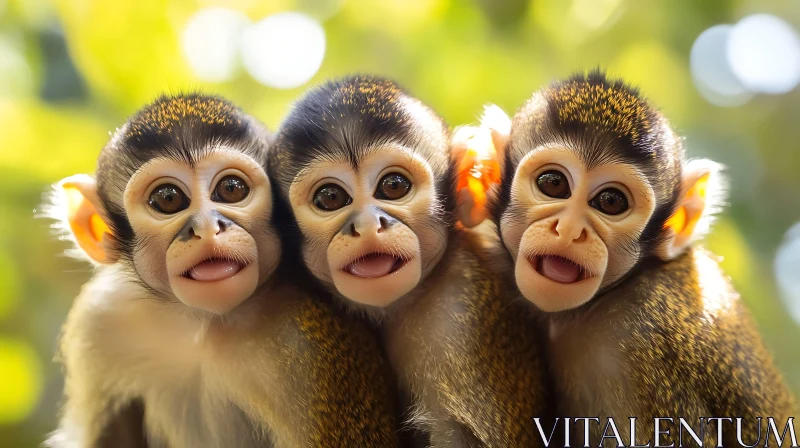 Charming Young Monkeys in Lush Greenery AI Image