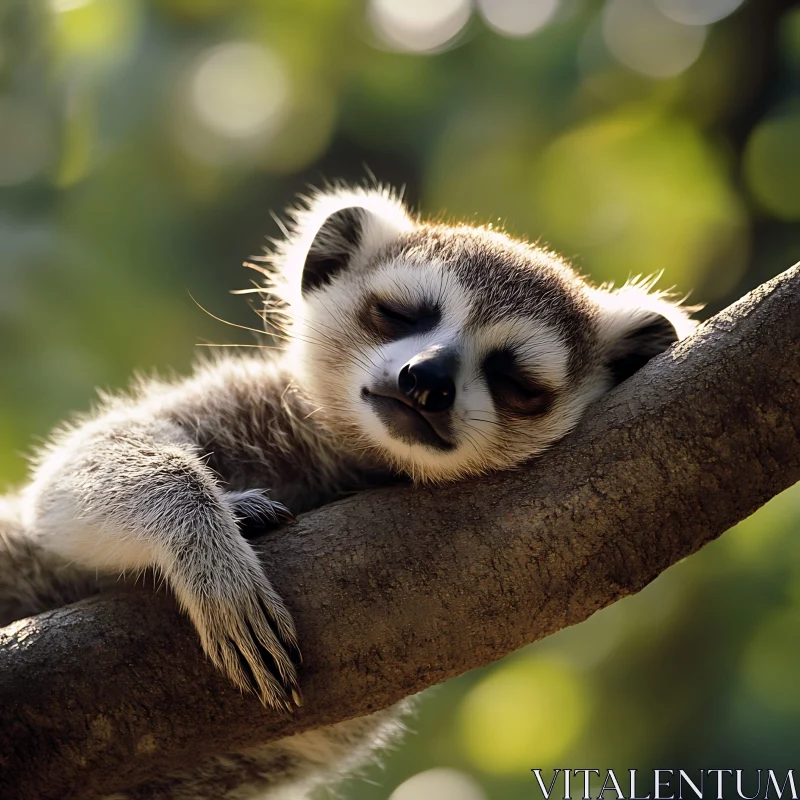 Serene Lemur Resting in Nature