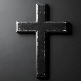 Aged Black Cross Symbol in Minimal Art