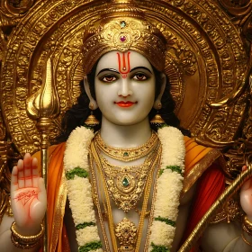 Gold Embellished Hindu Deity Statue