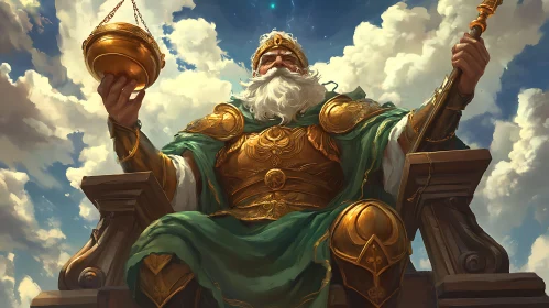 Mythological God Seated in the Sky