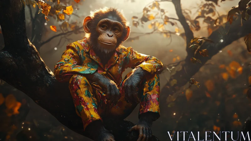 Colorful Monkey in Nature AI Image