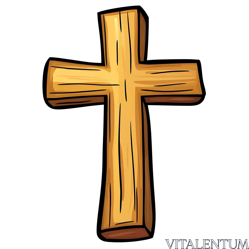 Wooden Cross Cartoon Symbol - Religious Art Wooden Cross Cartoon Symbol - Religious Art