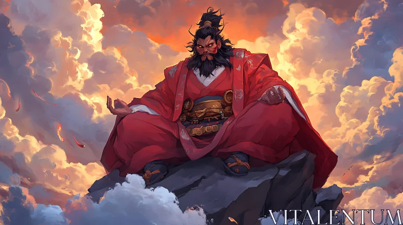 Meditative Wizard on Mountain Peak