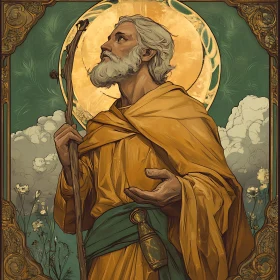 Divine Portrait of Bearded Saint