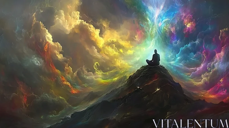 Enlightenment in the Clouds: Surreal Meditation Art AI Image