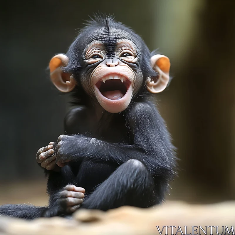 AI ART Happy Young Monkey Laughing