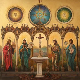 Sacred Iconography of Saints in Religious Mural