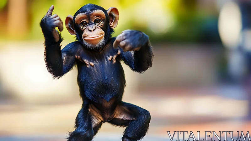 Cute Monkey in Playful Pose AI Image