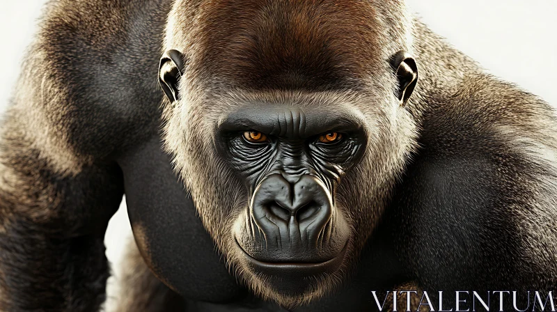 Intense Gorilla Close-Up AI Image