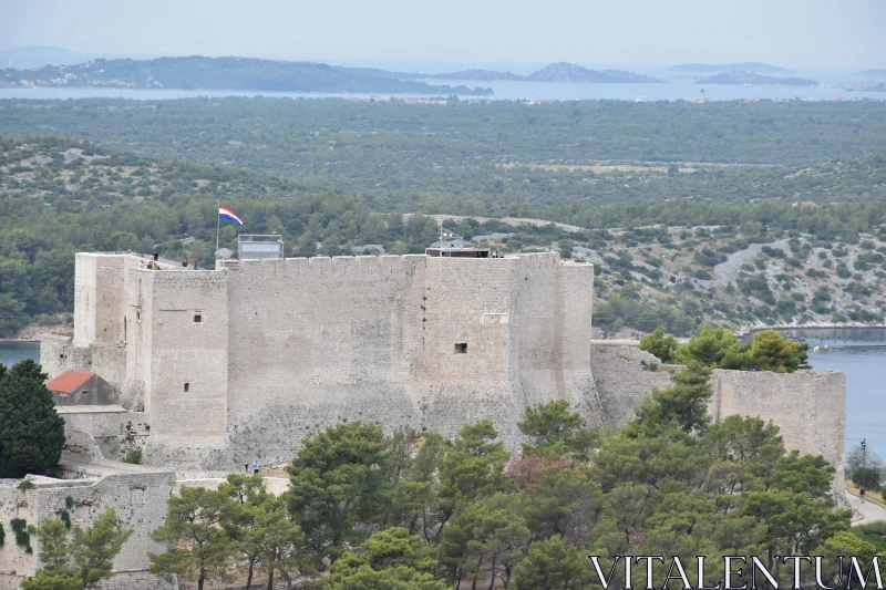 Historic Fortress in a Serene Croatian Setting Free Stock Photo