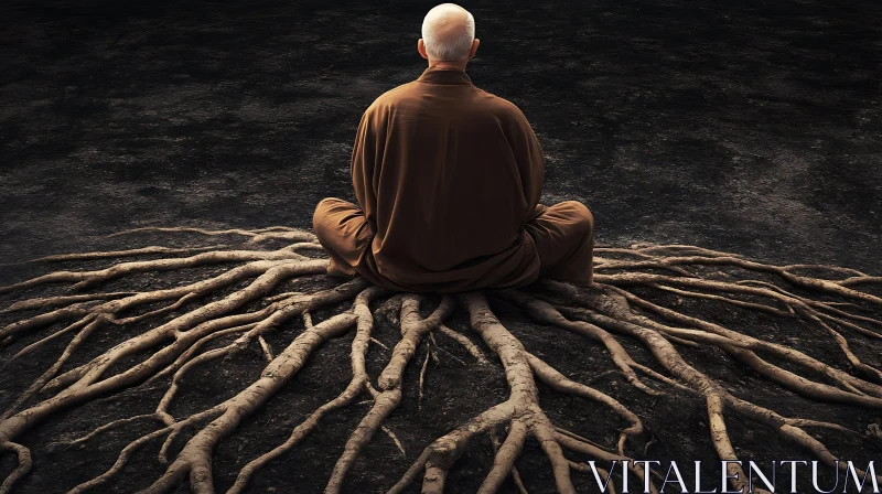 Spiritual Meditation with Tree Roots AI Image