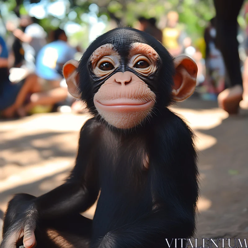 AI ART Close-Up of a Baby Monkey with Expressive Eyes