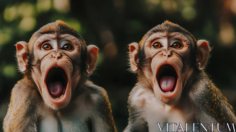 Surprised Monkeys Captured in the Wild AI Image