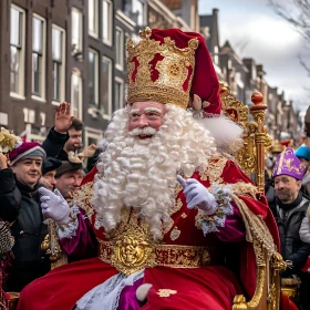 Joyful Urban Parade with Majestic Attire