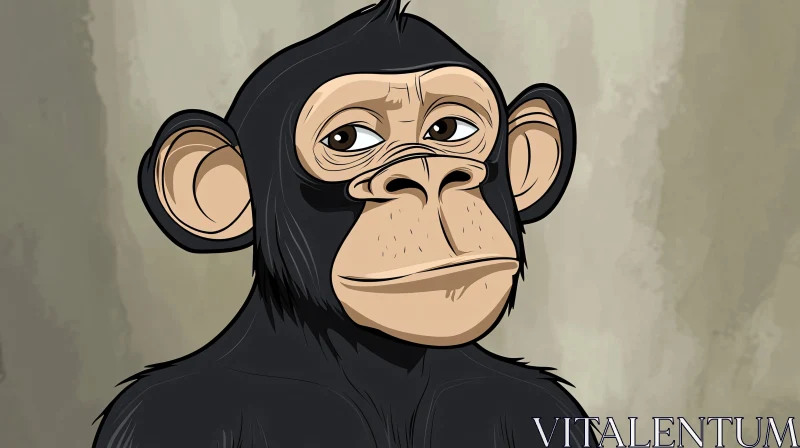 Cartoon Illustration of a Monkey's Portrait AI Image