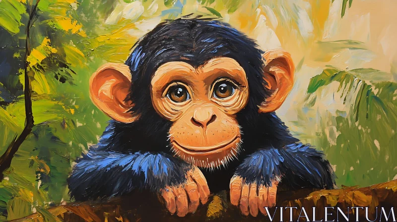 AI ART Baby Chimpanzee Painting in Nature