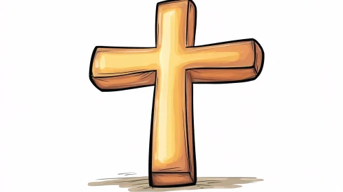 Faith Symbol in Illustrated Wooden Cross