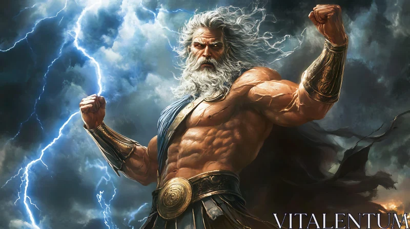 Mythological God with Lightning AI Image