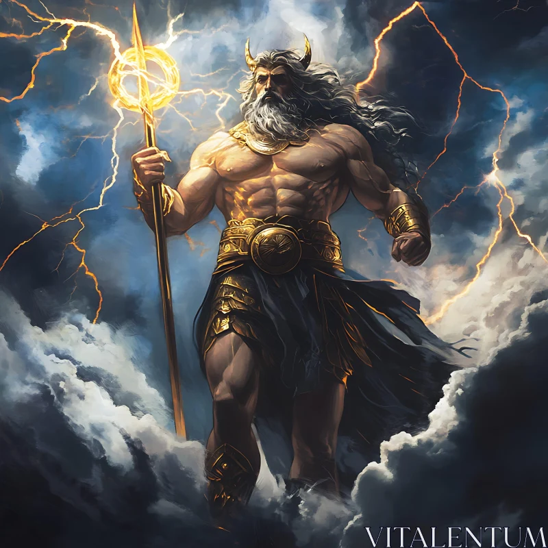 Mythological God with Lightning Power AI Image