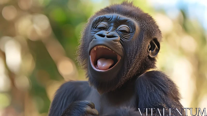 Happy Young Monkey Expressing Joy AI Image